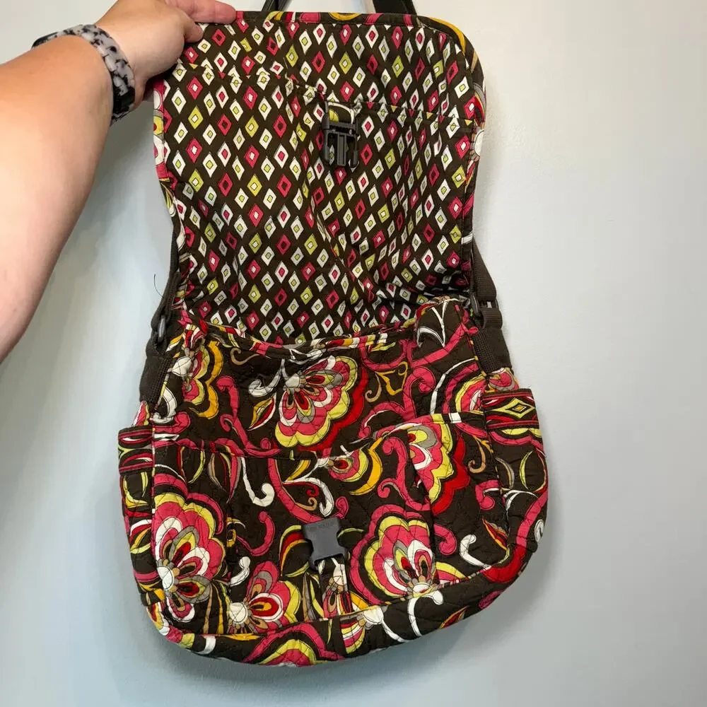 Vera Bradley Puccini Print Floral Laptop Crossbody Messenger Bag